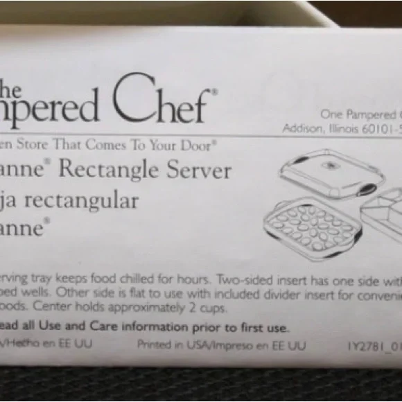 Pampered Chef White Rectangle Server with Lid Chillzanne - Picture 2 of 6